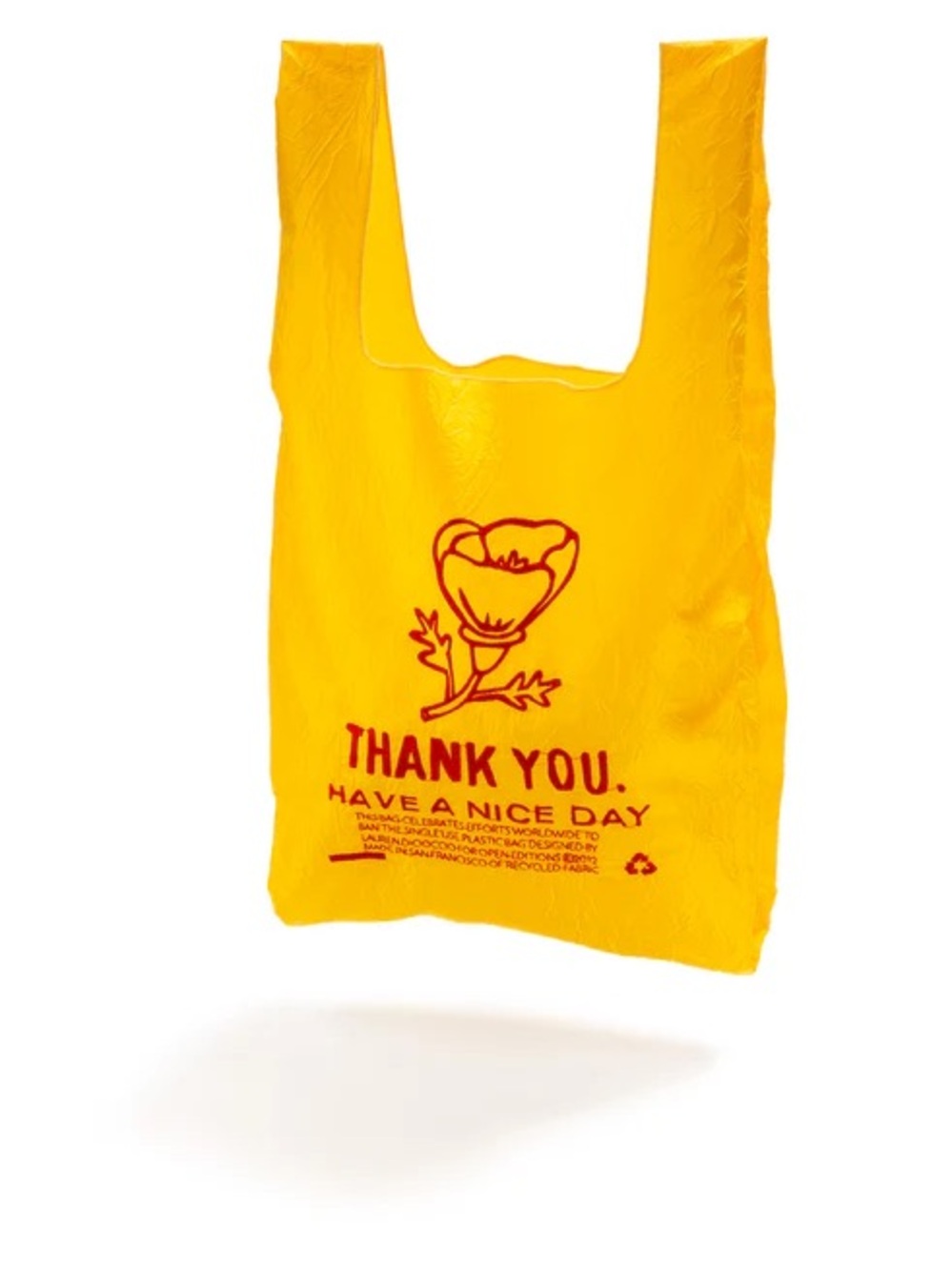 Yellow 'Thank You' Tote Bag with Red embroidery - NWT